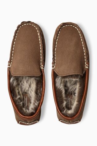 Contrast Stitch Perforated Moccasin